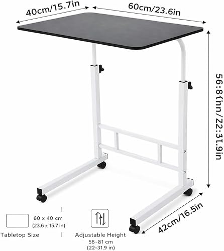 Zanbeel Mobile Standing Desk Adjustable Height for Laptop – Small Rolling Desk & Portable Table on Wheels – Laptop Cart & Computer Workstation – Small Standing Table with Wheels for Home Office Zanbeel