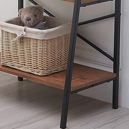 Blissun Ladder Shelf, 4-Tier Bookshelf, Storage Rack Shelf for Office, Bathroom, Living Room, Hazelnut Brown Blissun