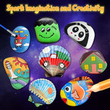 Sea Shell & Rock Painting Kit Glow in The Dark Creative Craft Kits Art Supplies for Kids Arts & Crafts Toys for Boys and Girls Ages 6-12 Art Painting Gift for Birthday Activities Aokna