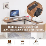 LayBurst 55" Farmhouse L-Shaped Desk with Lift Top,Movable Monitor Stand,L Shaped Standing Office Desk with Lockable Drawer & Adjustable File Drawer,Lift Top Computer Desk with Power Outlets LayBurst