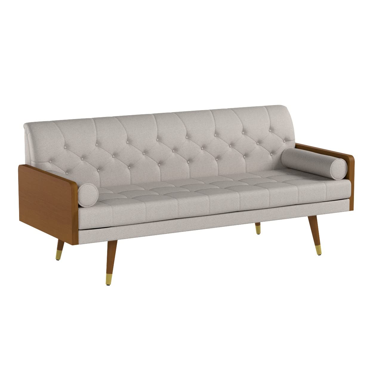 Christopher Knight Home Aidan Mid Century Modern Tufted Fabric Sofa, Beige - WoodArtSupply