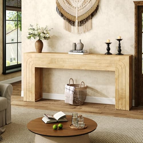 knoworld 70.9-Inch Long Console Table, Farmhouse Entryway Table with Handcrafted Line Detailing, Wood Narrow Sofa Table for Living Room, Hallway, Foyer, and Behind Couch knoworld