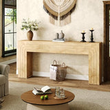 knoworld 70.9-Inch Long Console Table, Farmhouse Entryway Table with Handcrafted Line Detailing, Wood Narrow Sofa Table for Living Room, Hallway, Foyer, and Behind Couch knoworld