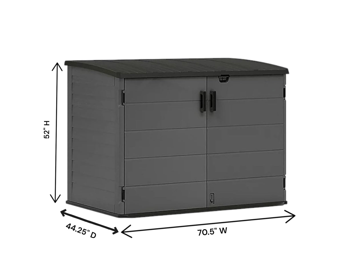 Stow-Away Horizontal Storage Shed, Outdoor Storage Box, Gray, Double Door Design-BMS4781 Generic