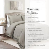 Lush Decor Reyna Ruffle Cotton Duvet Cover Set 3 Piece Set Full/ Queen, Gray - Queen Size Bedding Set - Gray Duvet Queen- Ruffled Bedding - Coquette Decor Lush Decor