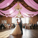gogoparti 10x20FT Baby Pink Ceiling Drapes for Weddings Parties - 2 Panels of 5x20FT Wrinkle Free Silk Baby Pink Drapes for Tent Canopy, Weddings, Birthdays, Parties, Tent & Event Decoration gogoparti