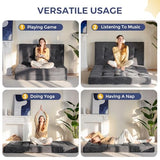 MAXYOYO Tri-Fold Mattress, 6 Inch Tufted Folding Futon Foam Bed, Foldable Floor Mattress Guest Bed Futon Topper Portable Camping Sleeping with Corded Fabric, Dark Grey, 59"x79" MAXYOYO