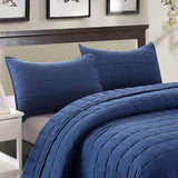 EMME Quilts Twin Size Bedding Sets Navy Blue Bedspread, Lightweight Soft Pre-Washed Quilt Comforter, 2 Piece, Cozy Reversible Coverlet with Pillow Sham for All Season (Square Pattern,66"x90") EMME