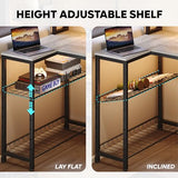 Bestier 71.5 inch Computer Desk with Power Outlets, LED Home Office Desk with Long Monitor Stand, Large Corner Desk with Storage Shelf, Cup Holder & Headset Hooks L Shaped Desk Bestier