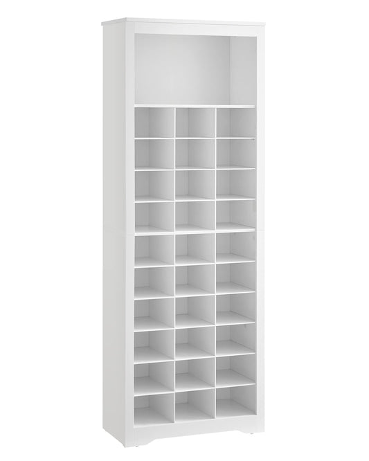 VASAGLE Shoe Storage Cabinet, 10 Tier Shoe Rack Organizer, Holds Up to 30 Pairs of Shoes, for Entryway Bedroom, 12.6 x 24.8 x 73.6 Inches, White ULBS273T14 - WoodArtSupply