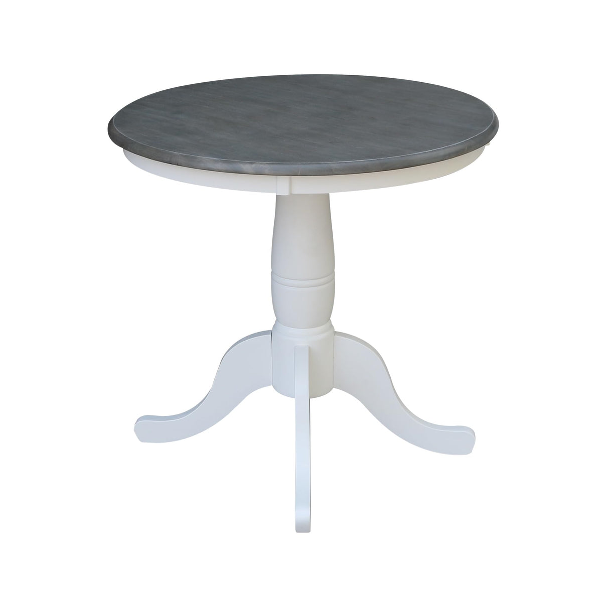IC International Concepts Round Top Pedestal Dining Table, 30", White/Heather Gray IC International Concepts