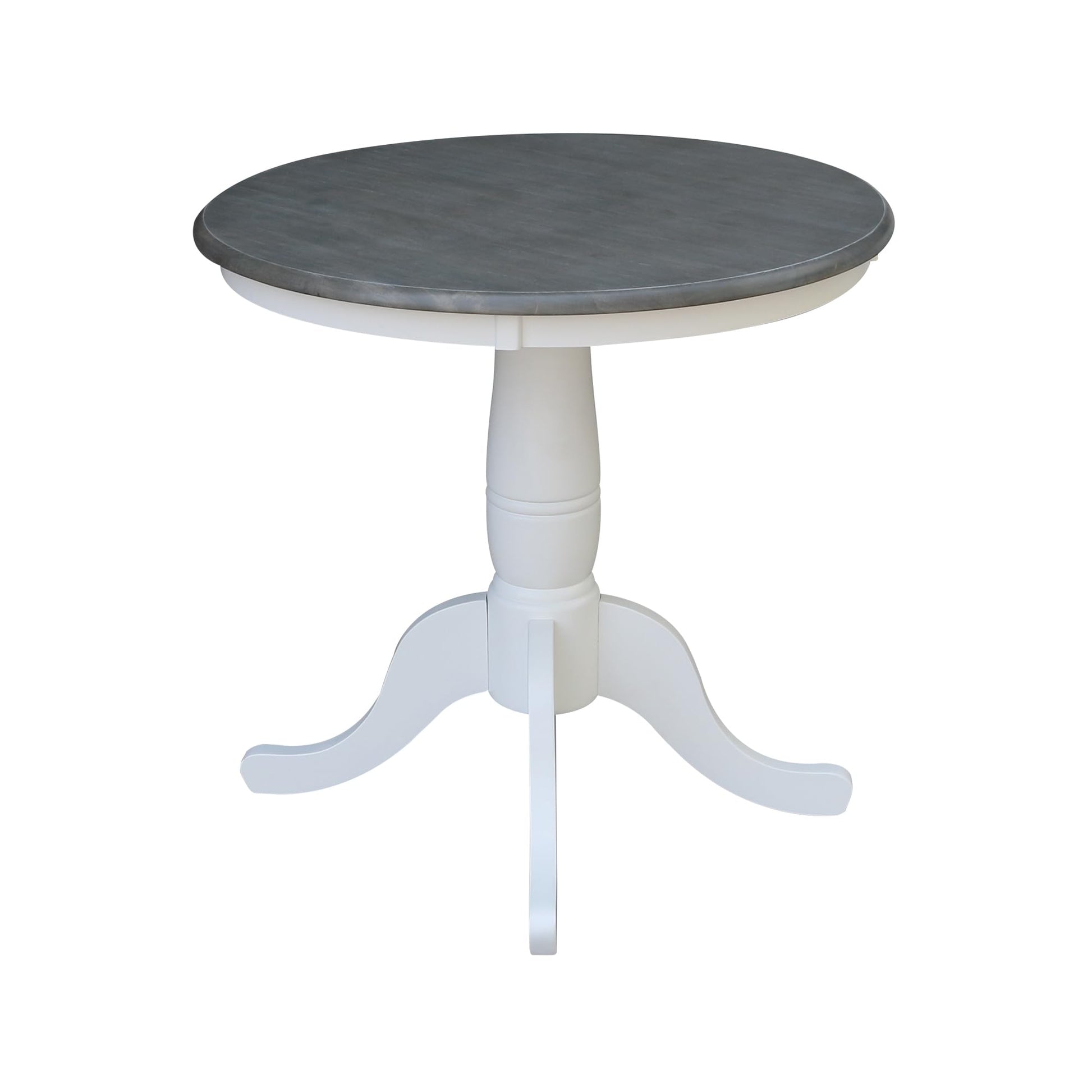 IC International Concepts Round Top Pedestal Dining Table, 30", White/Heather Gray - WoodArtSupply