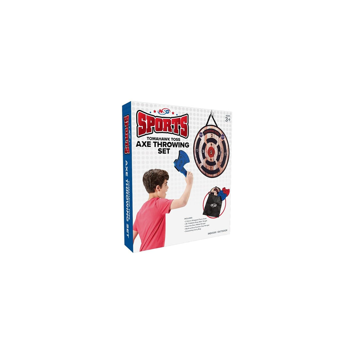 NSG Tomahawk Toss - Foam Axe Throwing Game for Kids - Two Lightweight Axes with Large Easy Stick Target NSG