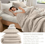 Madison Park Essentials Striped Comforter Set Queen, 7 Pieces Modern Minimalist Jacquard Bedding Set for All Season, Bed in A Bag with Sheet Set and Soft Brushed Reverse, Lightweight Neutral Madison Park Essentials