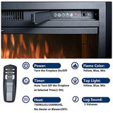Velaychimney Electric Fireplace Insert, 36 Inches Recessed Fireplace Heater with Adjustable Flame and Top Light Colors, Fire Crackling Sound, Remote Control, Timer, 750W/1500W, Black Velaychimney