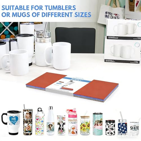 Bwenky Sublimation Tumbler Wrap Compatible with Mug Press Tumbler Heat Press Machine 3 Thicknesses for Sublimation Tumblers Blanks Products Mug Press Attachment 10 x 4.7" Sublimation Wraps Bwenky