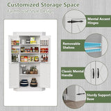 Gyfimoie Corner Cabinet,Kitchen Pantry Storage Cabinet,Freestanding Buffet Hutch with 4 Doors and Shelves,Tall Food Pantry Farmhouse Furniture with Side Rack for Kitchen Dining Room (White) Gyfimoie