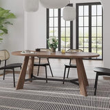 SAINTCY 70.86" Oval Dining Table for 6-8 People, Wood Kitchen Table, Rustic Dinner Room Table with Sturdy Tapered Legs, Home Furniture Kitchen Table for Kitchen, Living Room (Brown) SAINTCY