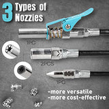 SHALL Grease Gun, 7000 PSI Heavy Duty Pistol Grip Grease Gun Kit w/Grease Gun Coupler, 18” Spring Flex Hose, Reinforced Coupler, 2 Extension Rigid Pipe, Sharp Nozzle, Fittings Cleaner | 14oz Load SHALL