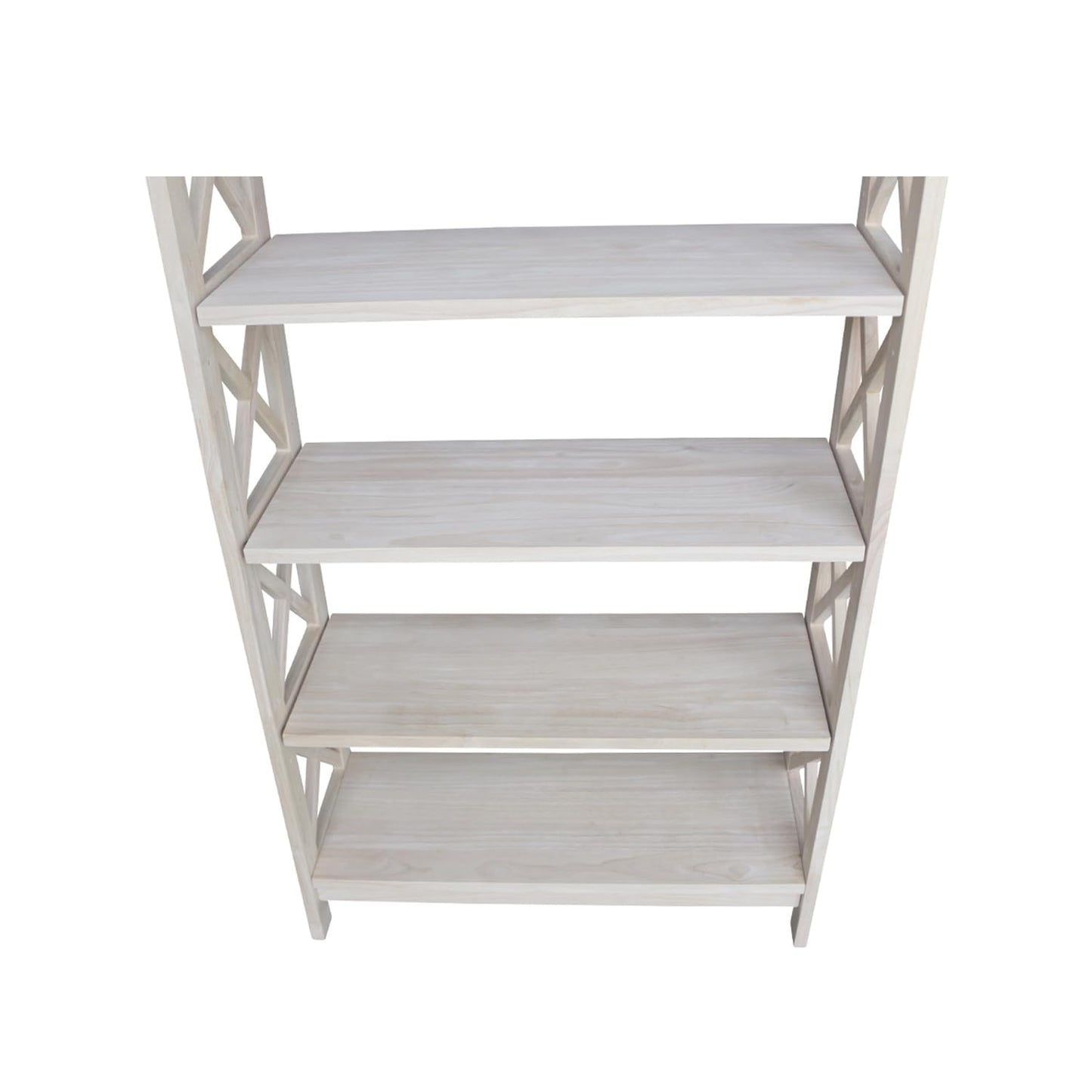 International Concepts 4-Tier X-Sided Bookcase, Unfinished - WoodArtSupply