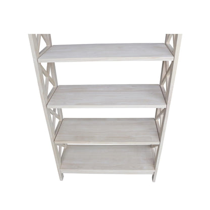 International Concepts 4-Tier X-Sided Bookcase, Unfinished - WoodArtSupply