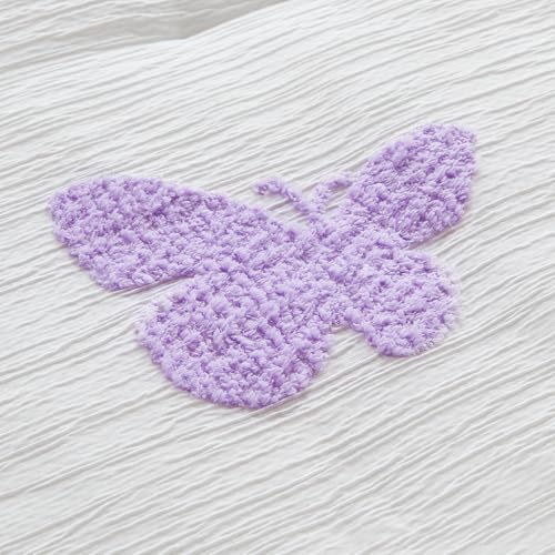 Intelligent Design Kids Rio Twin Comforter Set – Girls’ Reversible Tufted Chenille Bedding with Pastel Purple Butterflies and Pink Dot, 3pcs Intelligent Design