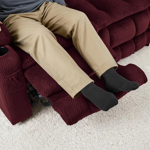MCombo 57" Power Loveseat Recliner, Electric Reclining Loveseat Sofa with Heat and Vibration, Cupholders, USB Charge Ports for Living Room 6314 (Burgundy, Loveseat)