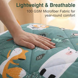 JSD Green Forest Animals Kids Comforter Set Queen Size, 3 Piece Woodland Printed Microfiber Bedding Set, Machine Washable JSD