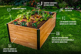 Vita Mezza 3 Foot x 5 Foot Keyhole Garden with Composting Basket, Golden Brown with Black Aluminum Posts, Cedar Wood, FSC, Pre-Stained, Outdoor, VT17702 Vita