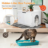 Pet Republic Hidden Cat Litter Box Enclosure Cat Litter Box Furniture Cat Washroom Cat House Table Nightstand (White) Pet Republic