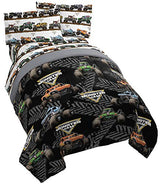Jay franco Monster Jam Tracks 4 Piece Twin Bed Set - Includes Comforter & Sheet Set - Bedding Features Grave Digger & Megalodon - Super Soft Fade Resistant Microfiber (Official Monster Jam Product) Jay Franco