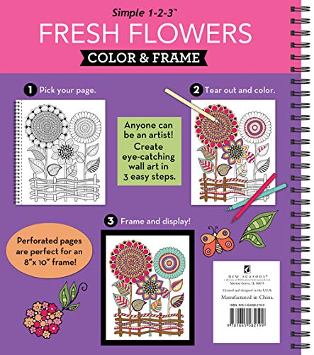 Color & Frame - Fresh Flowers (Adult Coloring Book) New Seasons