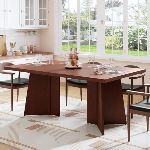 GarveeHome Dining Table for 6-8 People - 63" Modern Long Kitchen Table with Large Tabletop & Heavy Duty Pedestal Legs, Dinner Table for Kitchen, Conference Room, Home, Walnut GarveeHome