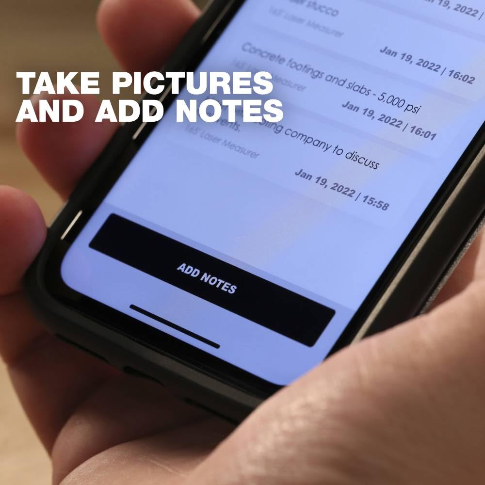 ToughBuilt - 165' Laser Distance Measurer, Bluetooth Laser Distance Measurer, Large Color Screen with viewfinder - (TB-H2-LM-165-BT) ToughBuilt