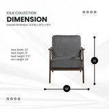 Lexicon Mid Century Modern Chair Velvet Accent Chair for Living Room Chair w/Solid Wood Armrests and Legs, Cushioned Seat and Backrest, Reading Chair and Lounge Chair for Bedrooms/Studios, Dark Grey Lexicon