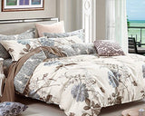 Swanson Beddings Daisy Silhouette Reversible Floral Print 5-Piece 100% Cotton Bedding Set: Duvet Cover, Two Pillowcases and Two Pillow Shams (Full) Swanson Beddings