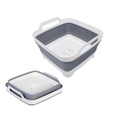 2.4 Gal(9L) Collapsible Dish Basin with Drain Plug, Space Saving Outdoor Multiuse Foldable Sink Tub, Dishpan, Kitchen Storage Tray for Camping, Vegetable Washing, RV (Gray) Goderewild