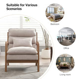 INZOY Mid Century Modern Accent Chair with Wood Frame, Upholstered Reading Armchair with Waist Cushion, Double Padded Accent Chair, Side Chair for Living Room Bedroom Office, Easy Assembly, Beige INZOY