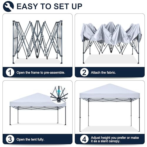 COOSHADE Durable Easy Pop Up Canopy Tent 12x12Ft (Silver White) COOSHADE