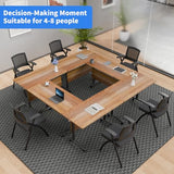 JNMDLAKO Conference Room Table,Modular Large Folding Conference Table with Wheels,Flip-Top Mobile Training Tables for Office Meeting Classroom Seminar (4, White Walnut, 55in) JNMDLAKO