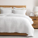 WDCOZY White Twin Size Quilt Bedding Sets with Pillow Sham, Lightweight Soft Bedspread Coverlet, Quilted Blanket Thin Comforter Bed Cover, All Season Summer Spring, 2 Pieces, 68x90 inches WDCOZY
