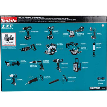 Makita XT1501 18V LXT® Lithium-Ion Cordless 15-Pc. Combo Kit (3.0Ah) - WoodArtSupply