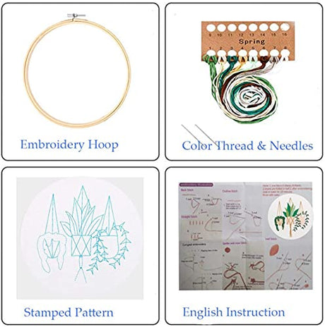 Plancholo Christmas Embroidery Kit for Beginner Cross Stitch Kit for Adults, Printed Embroidery Starter Kit Crafts with Stamped Pattern Embroidery Hoops Floss Thread Needles(Christmas Pine Cones) Plancholo