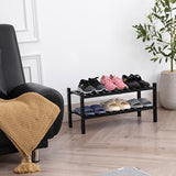 VICTORY RELAX 2 Tier Acacia Wood Shoe Rack, Shoe Storage Shelf, Stackable Organizer for Closet, Entryway Shoe Stand, Hallway, Garage, Wooden Shoe Storage Rack, Indoor, Outdoor (Black) VICTORY RELAX
