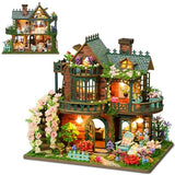 ISSEVE DIY Miniature House Kit, Tiny House Dollhouse Kit for Adults, Mini House Building Kits, Miniature Kit Adult Craft Diorama Kit Home Bookshelf Decoration, Gifts for Birthday (Fairy Garden House)