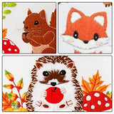 Louise Maelys 3 Set Animal Embroidery Kits for Beginners with Autumn Squirrel Hedgehog Fox Pattern,Adults Starter Cross Stitch Kit DIY Needlepoint