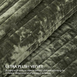 EVERGRACE Velvet Quilt Set King Size, Luxurious Soft Striped Channel Bedding Set, Lightweight Velvet Comforter for All Season, Oversized Bedspread Coverlet with 2 Matching Shams, Olive Green EVERGRACE