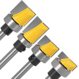 Yakamoz 4Pcs 1/4 Inch Shank Hinge Mortising Flush Trim Template Router Bit Set with Ball Bearing Carbide Tipped Router Bits Wood Milling Cutter Tool YAKAMOZ