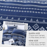 Bedduvit Boho Duvet Cover King - Navy King Duvet Cover Set,3 PCS Soft and Breathable 100% Cotton Summer Boho Duvet Cover King with Zipper Closure & 8 Ties (104"x90", No Comforter) Bedduvit