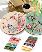 TINDTOP Embroidery Kit for Adult, Owl Embroidery Kit for Beginners Include Embroidery Cloth Hoops Threads for Craft Lover Hand Stitch with Embroidery Skill Techniques (Bird)